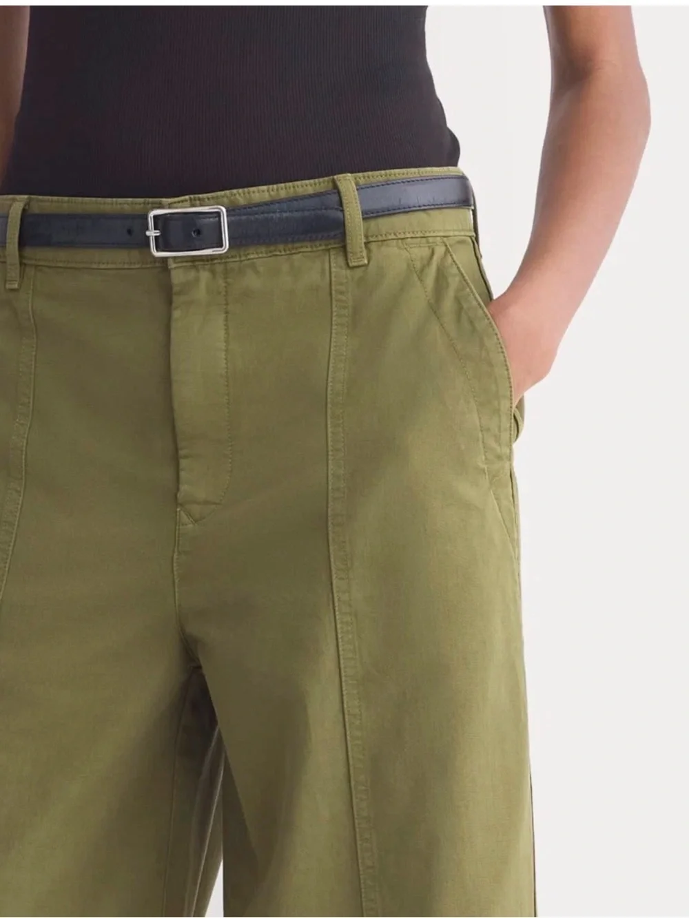 NWT! Everlane SEAMED WIDE-LEG PANT Cotton/Linen Blend Olive Green Utility Pants